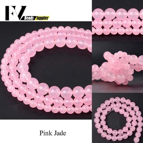 Natural Stone Pink Jades Chalcedony Beads For Jewelry Making Needlework Diy Bracelet Necklace 4/6/8/10/12mm Round Spacer Beads