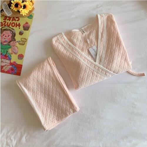 Maternity clothes autumn and winter models cotton quilted confinement clothes postpartum air layer nursing pajamas