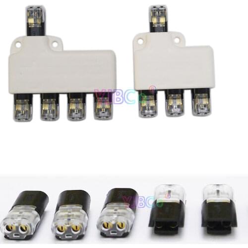 Y type 1 to 2/3/4 D2 Splitting connector for 2pin Wire Pluggable Spring Lock 20-24AWG Cable Quick Splice Crimp Terminal Blocks
