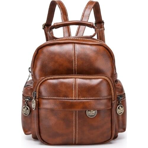 HUIMENG PU Leather Backpacks for Adolescent Girls Zipper Backpack Female Backpack to School Notebooks Laptop College bag