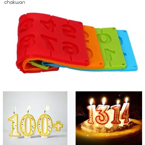 DIY 0-9 Numbers Shape Lollipop Silicone Mold 3D Hand Made Pop Sucker Sticks Chocolate Lollipop Mold With Party Decoration