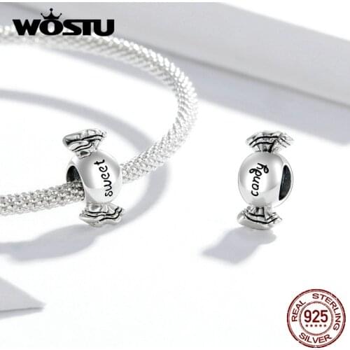 WOSTU Silver 925 Jewelry Sweet Candy Charms for Original Snake Bracelet & Bangle Women Silver Jewelry DIY Making BNC353