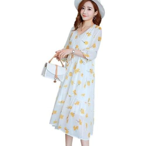 Print Chiffon Dresses Falbala Lactation Function Maternity Clothings Pregnant Women Loose Pregnancy Clothes Delicate Fashion