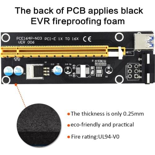 TISHRIC 6PCS/10PCS VER006 Riser PCI E 16x Mining Riser Card PCIE Riser 4PIN USB3.0 Cable 60CM Video Card Extension Cable
