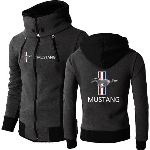 2021 Mustang New Mens Zipper Hoodies Sportswear Harajuku Style Hooded Popular Solid Color Male Wild Sweatshirt Coat