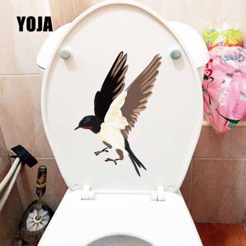YOJA 18.3X22.6CM Creative Toilet Decal Wall Sticker Bedroom Home Decor Hand Painted Black Swallow T5-0708