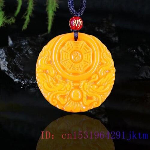 Yellow Jade Dragon Pendant Men Accessories Natural Amulet Jewellery Carved Chinese Gifts Necklace Women Charm Fashion Lucky