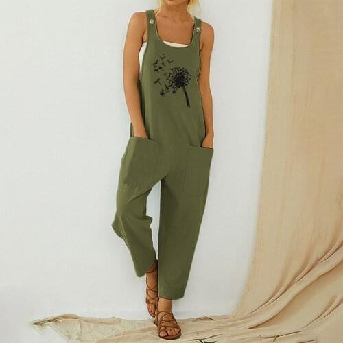 Women Piece Jumpsuit Women Fashion Loose Casual Print Playsuits Overalls Wide Leg Beach Style Romper Bodysuits ropa mujer
