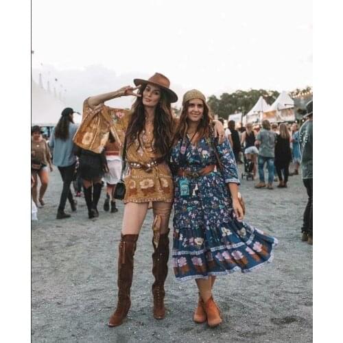 2021 New Women Bohemian Yellow V Neck Flower Print Kimono Shirt Holiday Beach Tide Bow Sashes Mid Long Cardigan Blouse Tops