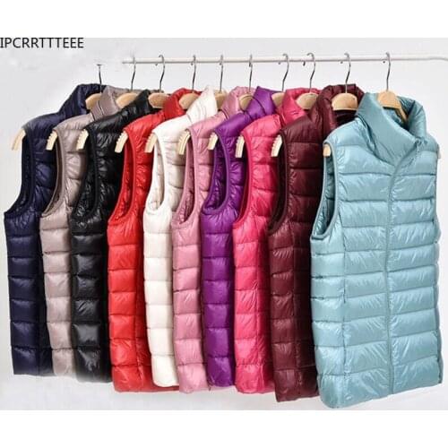 Women Warm Vests Ultra Light Down Vest Women Fabric Portable Warm Sleeveless Winter Liner Waistcoat