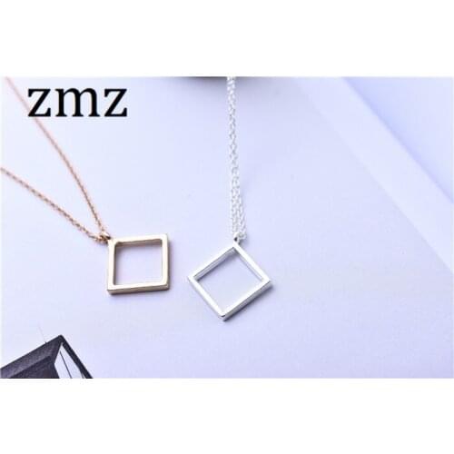 ZMZ 10pcs/lot 2018 Europe/US fashion jewelry simple geometric square pendant necklace for party elegant design mothers day gift