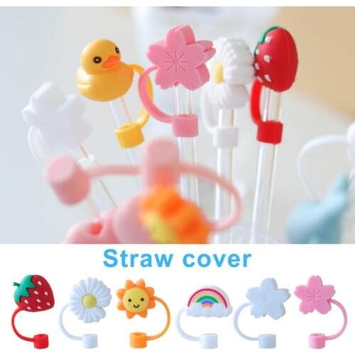 1PC Silicone Straw Plug Reusable Airtight Drinking Dust Cap Cartoon Tips Cover Suit For 6-8mm Straws Cup Accessories Wholesale