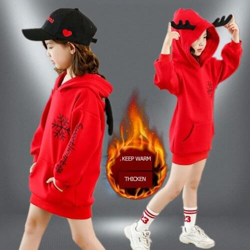 2021 New Winter Antlers Cute Hooded Thick Fashion Outfits Casual Hoodies Kids Clothes Sweatshirt Sport Costume for 6 8 10 Years