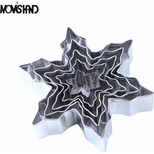 5pcs/set Christmas Fondant Cake Cookies Biscuit Cutter Tools Stainless Steel Snowflake Cookie Cutter Set Baking Decorating Tool