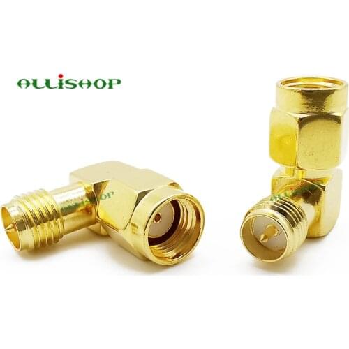 5Pcs SMA Adapter 90 Degree Right Angle RP SMA Male Jack To RP SMA Female Plug RF Adapter Right Angle M/F PTFE