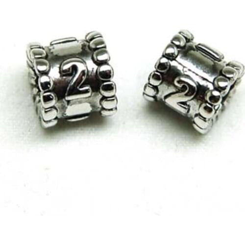 Legenstar Silver Color Alloy Metal Beads Numbers 1-10 Charm Bead Bracelets & Bangles DIY Jewelry 100PCS/Lot Original Accessories