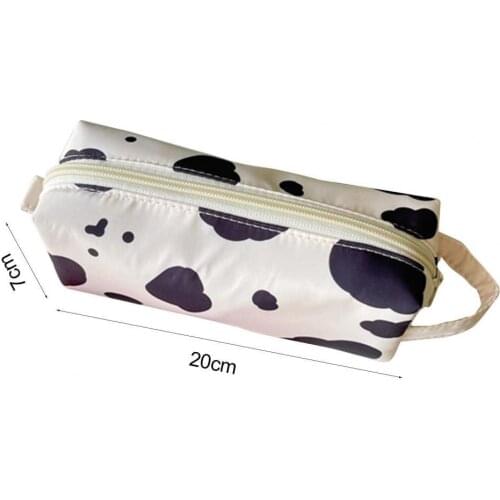 Cow Pattern Pencil Case Bag Storage Pouch Simple Stationery Bag Holder for Middle High School Office College Student