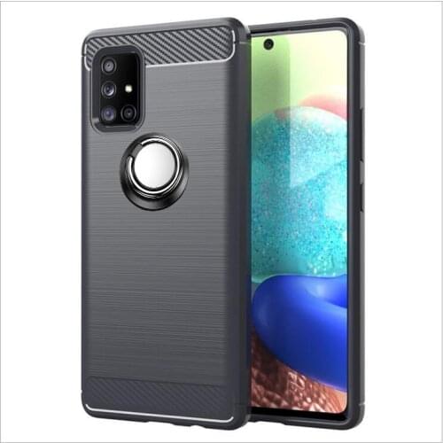 For Samsung Galaxy A71 Case Luxury Brushed Carbon Fiber Case For Samsung A71 SM-A717F A717 Magnetic Ring Holder Cover Case