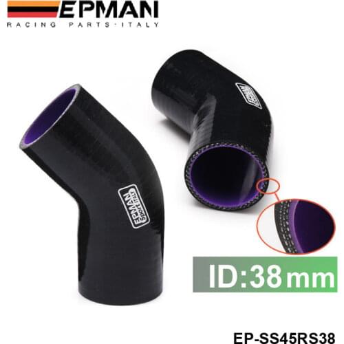 Black 1.5" 1-1/2" 38mm 45 Degree Elbow Silicone Hose Pipe Turbo Intake For BMW e60 EP-SS45RS38