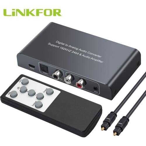 LiNKFOR Digital to Analog Converter 192kHz with Remote Bluetooth-compatible DAC Digital Coaxial Toslink to Analog Stereo L/R RCA