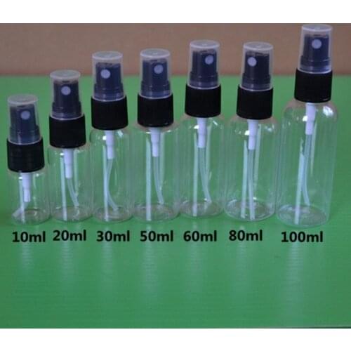 10ml 20ml 30ml 50ml 100ml 120ml clear Refillable Plastic Perfume Small Empty Spray pressed pump Bottle with lid