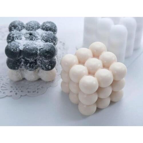 Square Cube Candle Mould Soy Wax Essential Oil Aromatherapy Candle DIY Cloud Shape Candle Material Wax 3D Silicone Mold