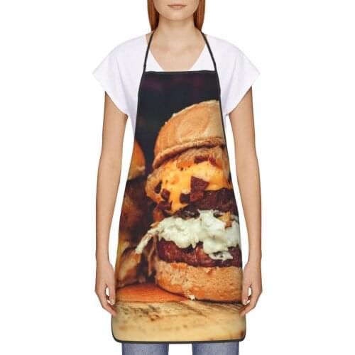 Hamburger (3) Kitchen oil resistant wreath Ribs kitchen aprons women Man For Barbecue 72*52cm