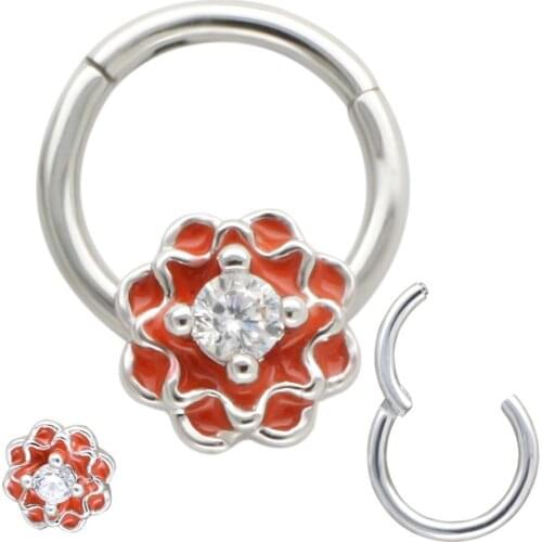 JHJT 16G Surgical Steel Hinged Segment Nose Ring Septum Clicker Cartilage Earring Helix Tragus Hoop Ring Body Piercing