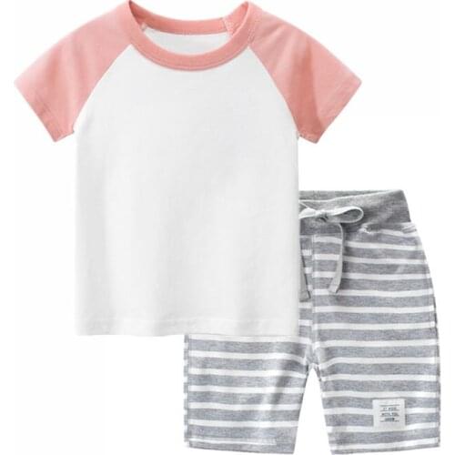 Kids Clothes Sets 2020 Casual Children Clothing Short Sleeve 2pcs Kids T-shirts and Shorts 2-8 year Summer Boys Girls Clothes