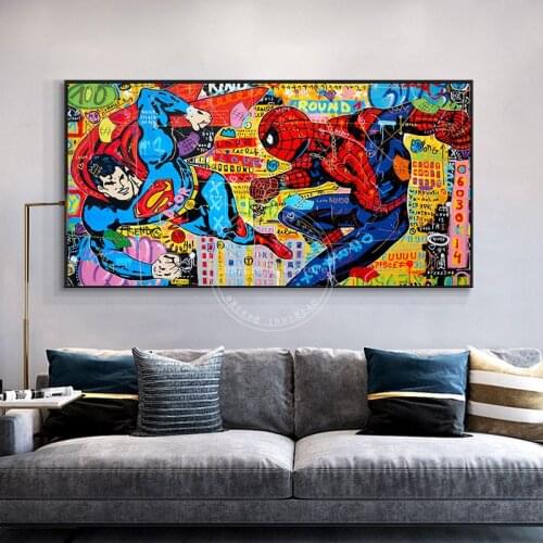Marvel Graffiti Superhero Spiderman Poster and Print on Canvas Painting Modern Street Graffiti Wall Art Picture for Living Room
