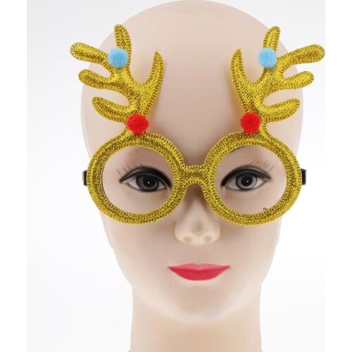Novelty Glitter Christmas Elk Sunglasses Funny Xmas Party Glasses for Kids Adult