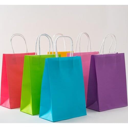 AVEBIEN New Simple Solid Color Baby Shower Kraft Paper Portable Bag Creative Birthday Party Shopping Cosmetic Gift Packaging Bag