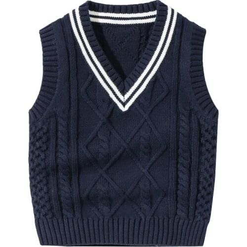 Autumn Winter Baby Knit Sweater Vest Kids Boys Pullover V-Neck Sweater Toddler Girl Casual Outerwear New Style