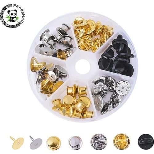 Pandahall 1 Box Brass Clothes Brooch Findings for DIY Jewelry Findings Making Pins Accessories Mixed Color 8x2cm
