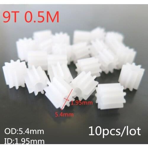 10pcs 0.5M Plastic Spur Gear Apeture 2mm 1.95mm 9T 9 teeth Motor Small Gear DIY Helicopter Robot Car Quadcopter Spare Parts