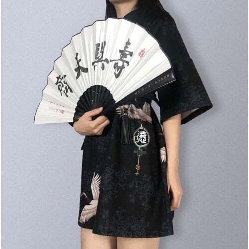 Retro Gothic Black Slim Cheongsam Women Traditional Chinese Crane Print Qipao Dress Oriental Plus Size Loose Party Gown