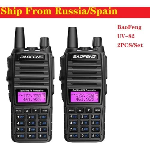 2pcs PTT Baofeng UV-82 New UV82 Portable radio 10KM Walkie Talkie Dual Professional Ham radio communicador uv-82