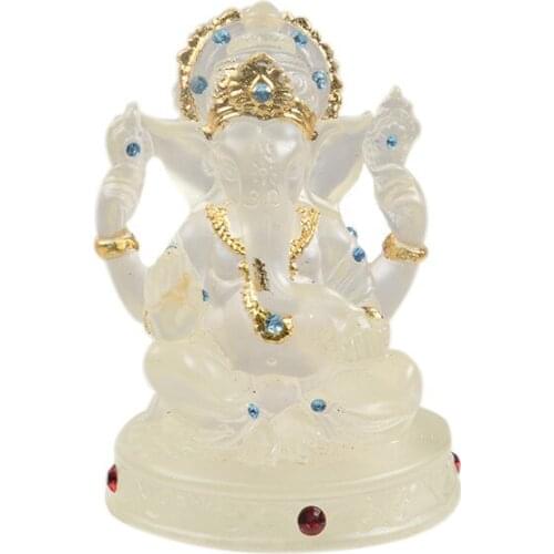 Transparent Ganesha Statue India Thailand Elephant God Resin Figurine Sculpture Home Office Bar Desk Decoration Ornament Gift