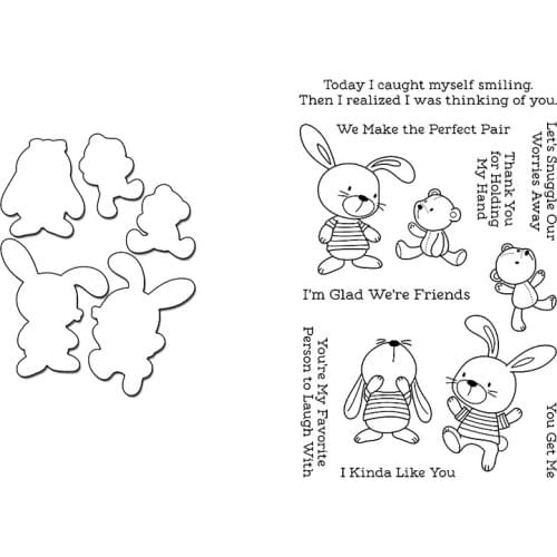 Clear Stamps And Cutting Dies Animals Rabbits I'm Glad We're Friends For DIY Scrapbook Photo Album Craft Card 2021 New