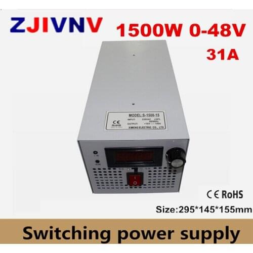 S-1500-48 CE approved SMPS Led adjustable switching power supply 0-48V 31A 1500W 110/220V ac to dc 48v