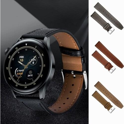 22mm Leather Strap for Huawei Watch 3 Wristband Genuine Leather Bracelet with Metal Buckle Replacement for Huawei Watch 3 Pro