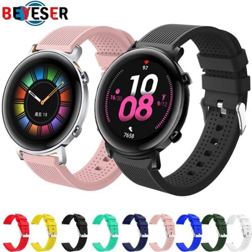 20mm Silicone Watch Band for Huawei Watch GT2 42mm Soft Sport Strap for Samsung Galaxy 42mm Active2 Gear S2 Watchband Bracelet
