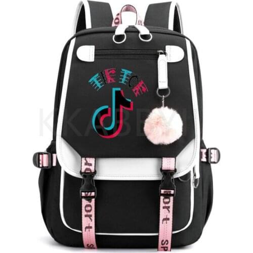 TIK TOK New Laptop Women Backpack External USB Charge Computer Backpacks Anti-theft Waterproof School Bag for Teenage Girls