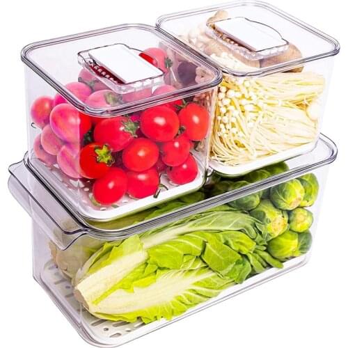 Saver Containers for Refrigerator,Food/Fruit/Vegetables Storage,Stackable Fridge Freezer Organizer with Vented Lids