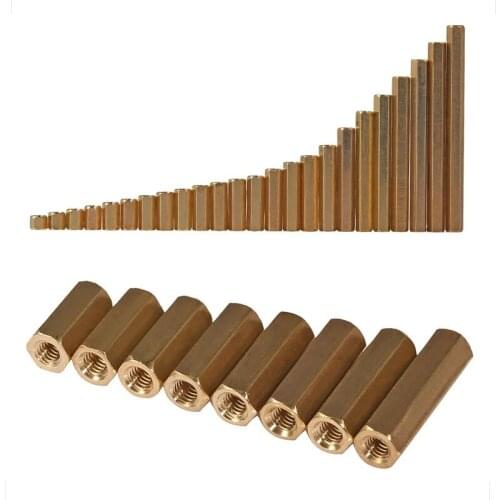 M3 M4 Hexagonal Double-Pass Brass Hex Isolation Column Hollow Stud Through Hole Chassis Female Pillar L: 4MM-60mm 3MM 4MM DT549
