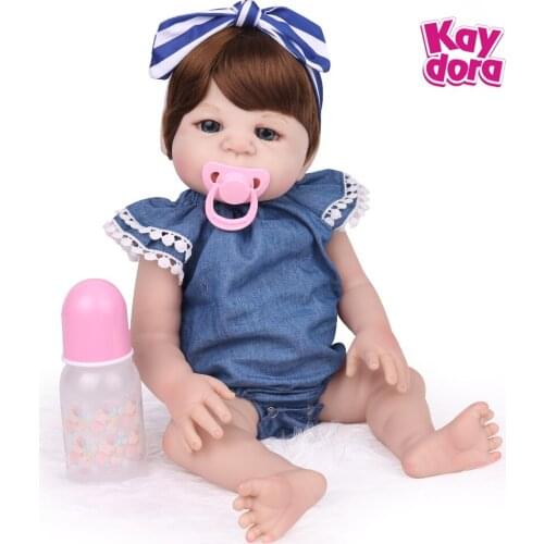 18'' 45cm full body silicone vinyl reborn baby doll children playmate doll soft real touch toys for gift on Birthday and Xmas