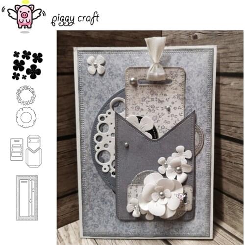 Piggy Craft metal cutting dies cut die mold Label card frame circle ring Scrapbook paper craft knife mould blade punch stencil