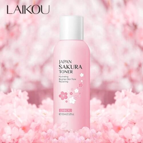 LAIKOU Cherry Blossoms Face Tonic Deep Moisturizing Oil-control Shrink Pores Makeup Water Whitening Skin Care Japan Sakura Toner