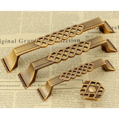 High precision zinc alloy hollow handle European antique kitchen handles classical cabinet drawer pulls wardrobe door knobs 96mm