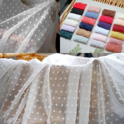 High Quality Mulit Colors Soft 3D Jacquard Polka Dot Chiffon Tulle Fabric For Dress Shirt Hanfu Home Textile Decoration Cloth
